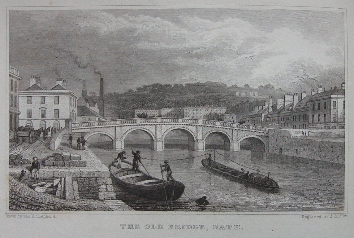 Print - The Old Bridge,  Bath - Allen